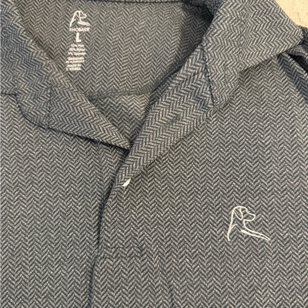 Rhoback Gray Herringbone Polo Shirt